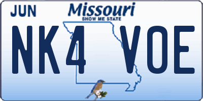 MO license plate NK4V0E