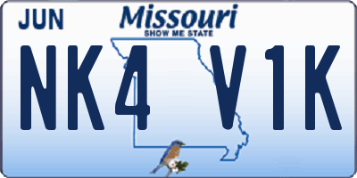 MO license plate NK4V1K