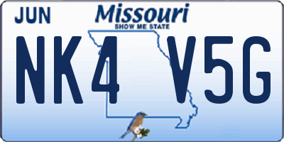 MO license plate NK4V5G