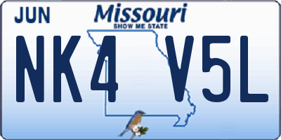 MO license plate NK4V5L