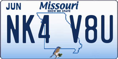 MO license plate NK4V8U
