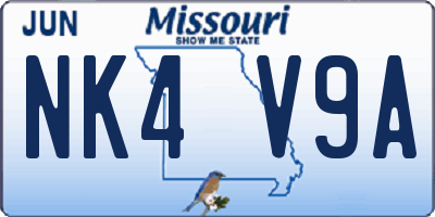 MO license plate NK4V9A