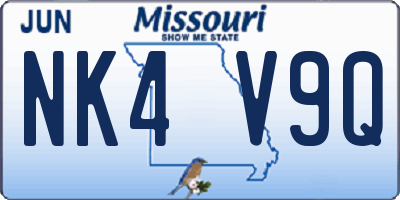 MO license plate NK4V9Q