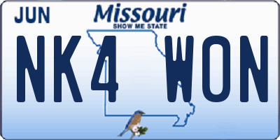 MO license plate NK4W0N
