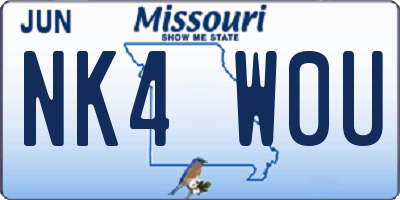 MO license plate NK4W0U