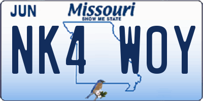 MO license plate NK4W0Y