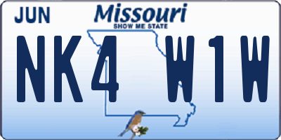 MO license plate NK4W1W