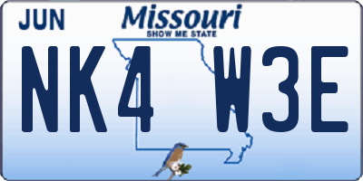 MO license plate NK4W3E