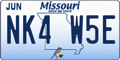 MO license plate NK4W5E