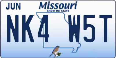 MO license plate NK4W5T