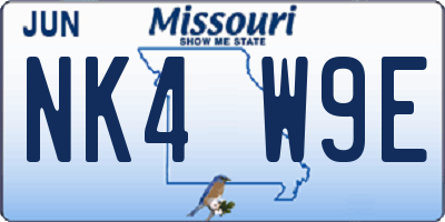 MO license plate NK4W9E