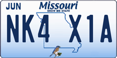 MO license plate NK4X1A