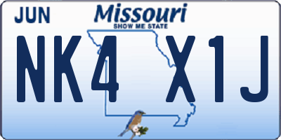 MO license plate NK4X1J