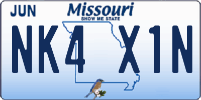 MO license plate NK4X1N