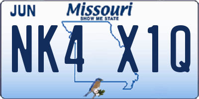 MO license plate NK4X1Q