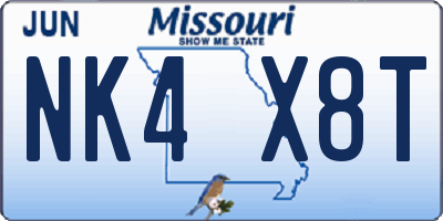 MO license plate NK4X8T
