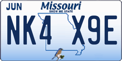 MO license plate NK4X9E