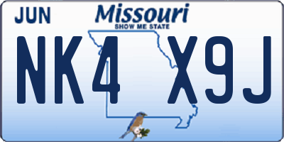 MO license plate NK4X9J