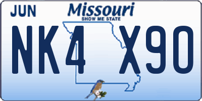 MO license plate NK4X9O