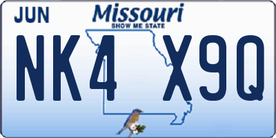 MO license plate NK4X9Q
