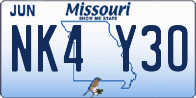 MO license plate NK4Y3O