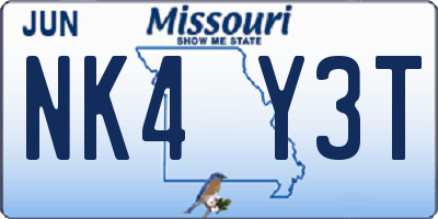 MO license plate NK4Y3T