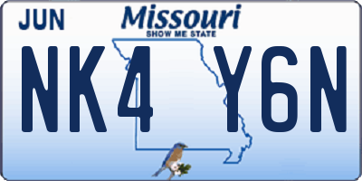 MO license plate NK4Y6N