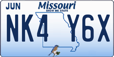 MO license plate NK4Y6X