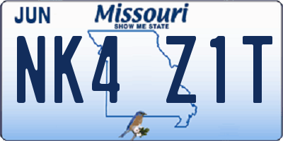 MO license plate NK4Z1T