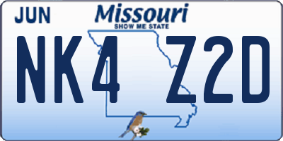 MO license plate NK4Z2D