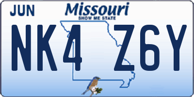 MO license plate NK4Z6Y