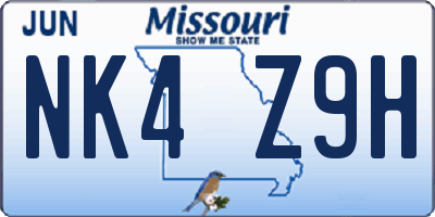 MO license plate NK4Z9H