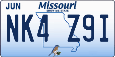 MO license plate NK4Z9I