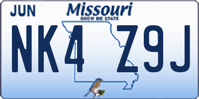 MO license plate NK4Z9J
