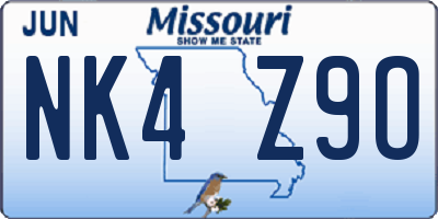 MO license plate NK4Z9O