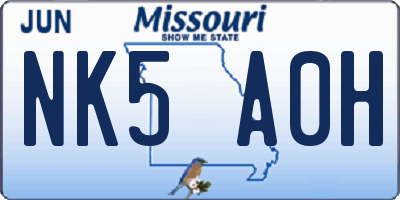 MO license plate NK5A0H