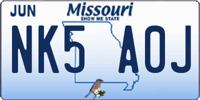 MO license plate NK5A0J