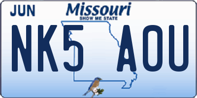 MO license plate NK5A0U