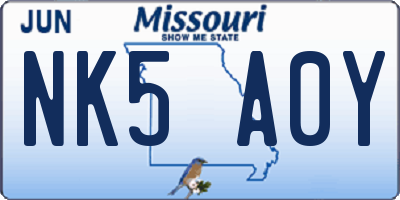 MO license plate NK5A0Y