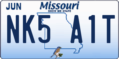 MO license plate NK5A1T