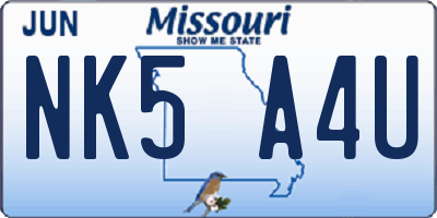 MO license plate NK5A4U