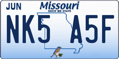 MO license plate NK5A5F