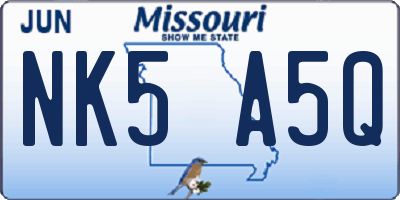 MO license plate NK5A5Q