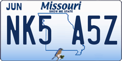 MO license plate NK5A5Z