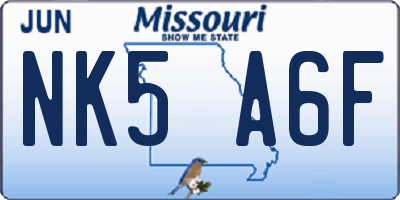 MO license plate NK5A6F