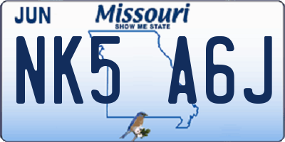 MO license plate NK5A6J