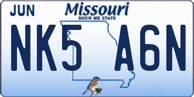 MO license plate NK5A6N