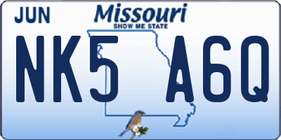 MO license plate NK5A6Q