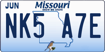 MO license plate NK5A7E