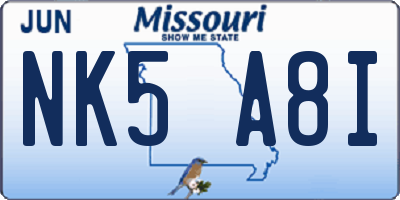 MO license plate NK5A8I
